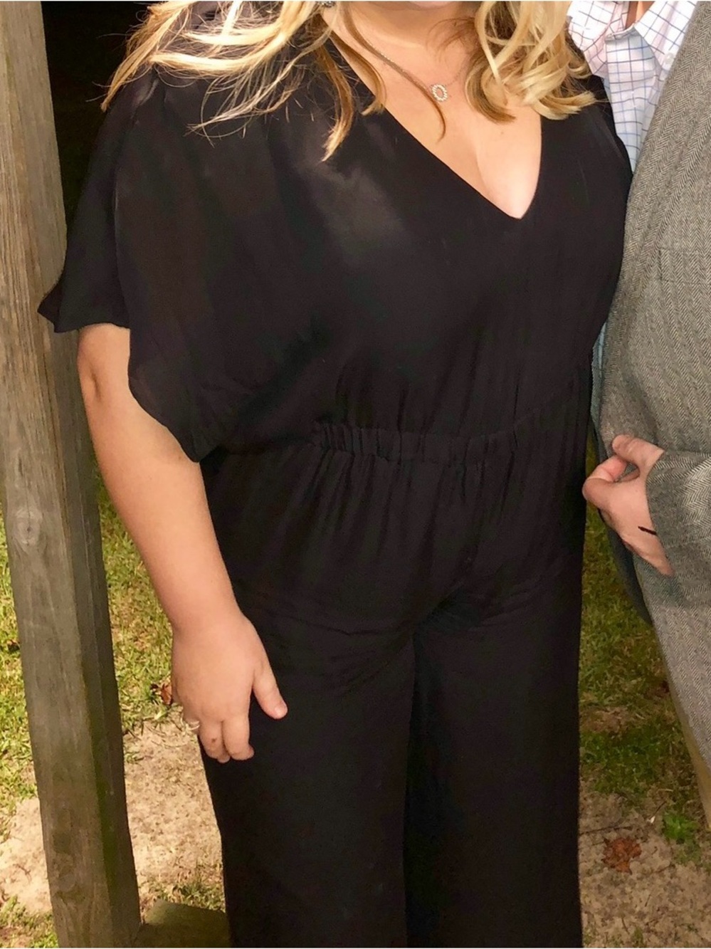 Marie Oliver Flowing Black V-Neck Jumpsuit with Elastic Waist